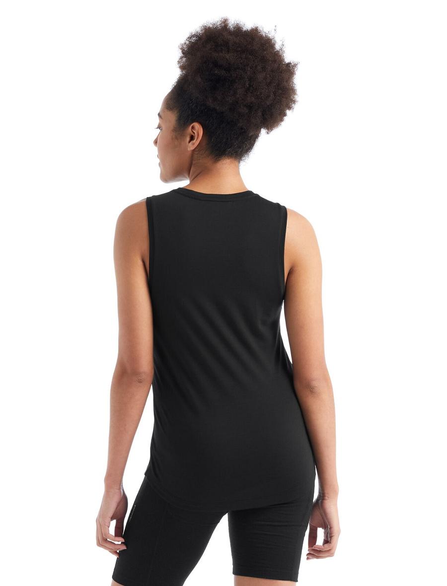 Black Women's Icebreaker Merino Sphere II Tank T Shirts | USA 1572RVDW